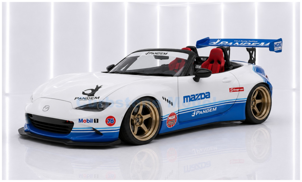 Product 1:64 | MiniGT MGT01222-BL | Pandem Mazda MX-5 (ND) Miata IMSA White and Blue 2025