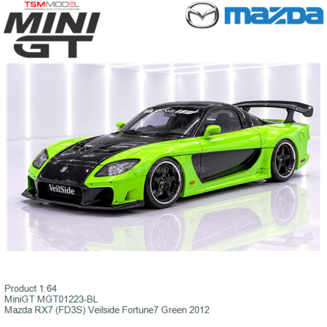 Product 1:64 | MiniGT MGT01223-BL | Mazda RX7 (FD3S) Veilside Fortune7 Green 2012
