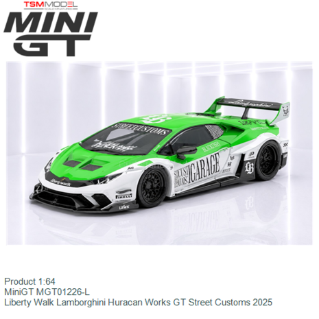 Product 1:64 | MiniGT MGT01226-L | Liberty Walk Lamborghini Huracan Works GT Street Customs 2025