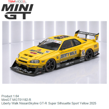 Product 1:64 | MiniGT MGT01182-R | Liberty Walk NissanSkyline GT-R Super Silhouette Sport Yellow 2025