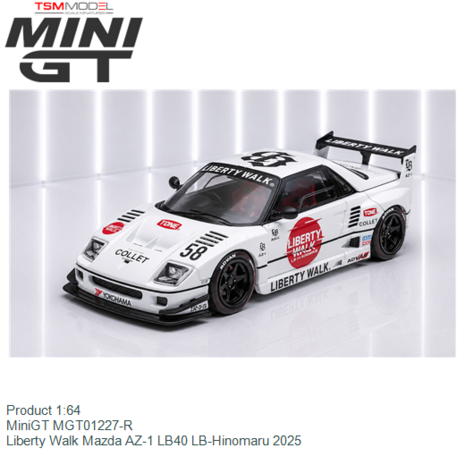 Product 1:64 | MiniGT MGT01227-R | Liberty Walk Mazda AZ-1 LB40 LB-Hinomaru 2025