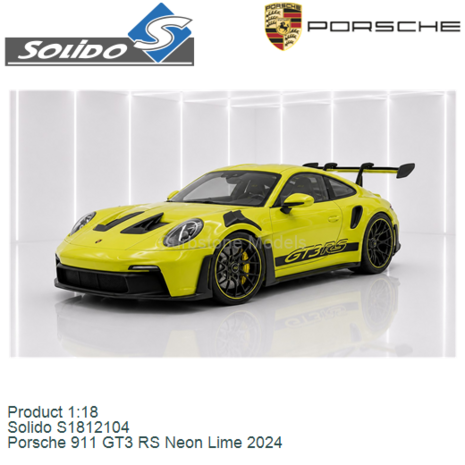 Product 1:18 | Solido S1812104 | Porsche 911 GT3 RS Neon Lime 2024