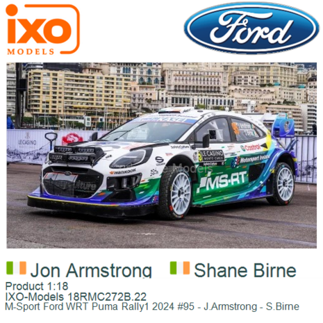 Product 1:18 | IXO-Models 18RMC272B.22 | M-Sport Ford WRT Puma Rally1 2024 #95 - J.Armstrong - S.Birne