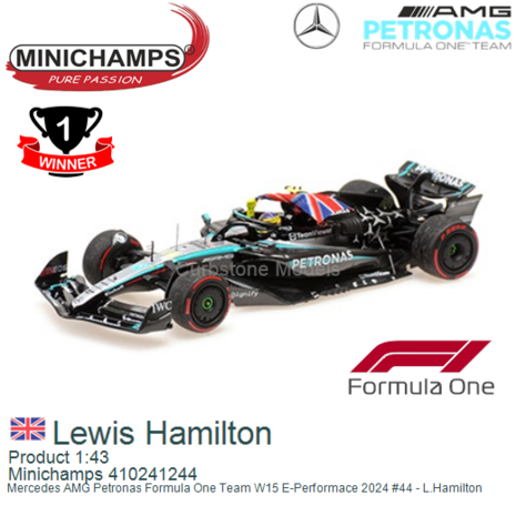 Product 1:43 | Minichamps 410241244 | Mercedes AMG Petronas Formula One Team W15 E-Performace 2024 #44 - L.Hamilton