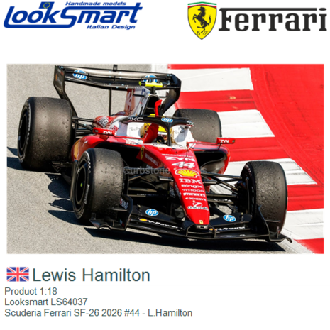 Product 1:18 | Looksmart LS64037 | Scuderia Ferrari SF-26 2026 #44 - L.Hamilton