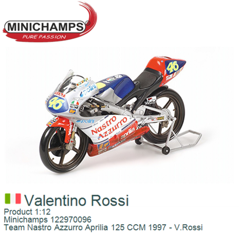 Product 1:12 | Minichamps 122970096 | Team Nastro Azzurro Aprilia 125 CCM 1997 - V.Rossi