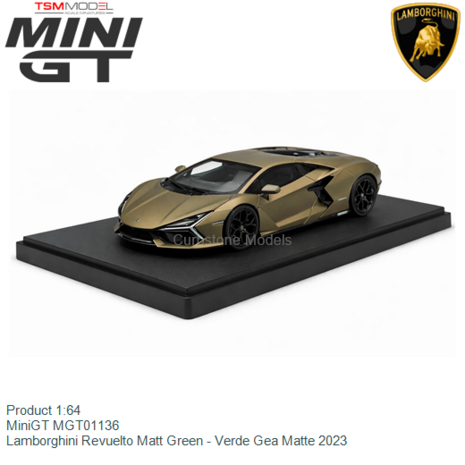 Product 1:64 | MiniGT MGT01136 | Lamborghini Revuelto Matt Green - Verde Gea Matte 2023