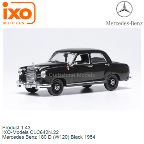 Product 1:43 | IXO-Models CLC642N.22 | Mercedes Benz 180 D (W120) Black 1954