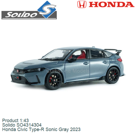 Product 1:43 | Solido SO4314304 | Honda Civic Type-R Sonic Gray 2023