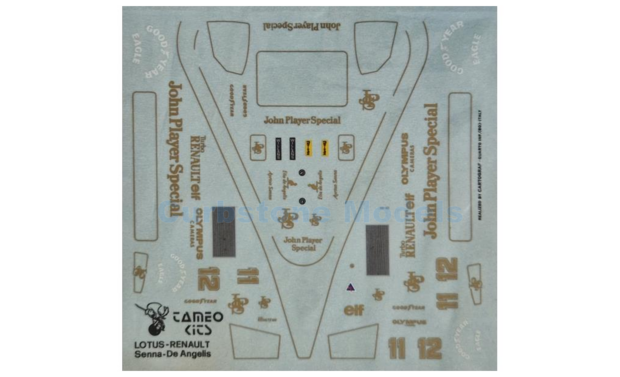 Product 1:43 | Tameo DK020 | Decalset Lotus T-97 Renault 1985 - A.Senna - E.de Angelis