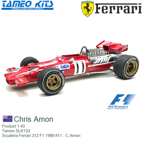 Product 1:43 | Tameo SLK133 | Scuderia Ferrari 312 F1 1969 #11 - C.Amon
