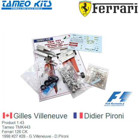 Product 1:43 | Tameo TMK443 | Ferrari 126 CK | 1998 #27 #28 - G.Villeneuve - D.Pironi