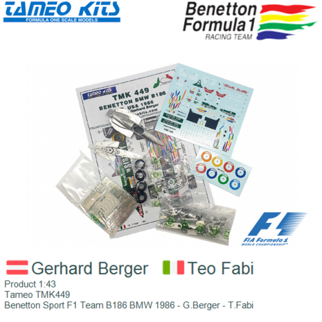 Product 1:43 | Tameo TMK449 | Benetton Sport F1 Team B186 BMW 1986 - G.Berger - T.Fabi