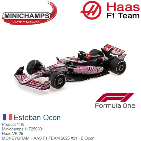 Product 1:18 | Minichamps 117250331 | Haas VF-25 | MONEYGRAM HAAS F1 TEAM 2025 #31 - E.Ocon