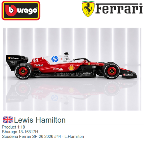 Product 1:18 | Bburago 18-16817H | Scuderia Ferrari SF-26 2026 #44 - L.Hamilton
