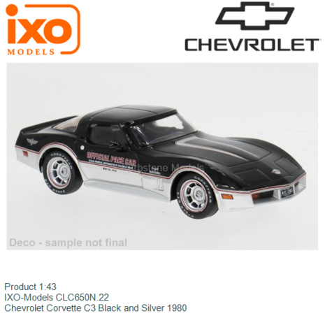 Product 1:43 | IXO-Models CLC650N.22 | Chevrolet Corvette C3 Black and Silver 1980