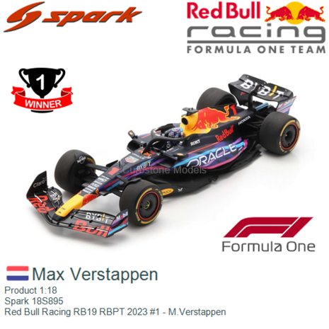 Product 1:18 | Spark 18S895 | Red Bull Racing RB19 RBPT 2023 #1 - M.Verstappen