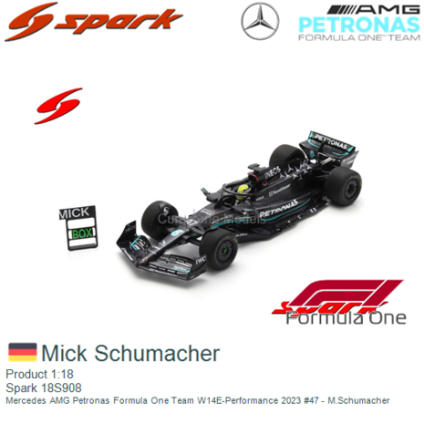Product 1:18 | Spark 18S908 | Mercedes AMG Petronas Formula One Team W14E-Performance 2023 #47 - M.Schumacher