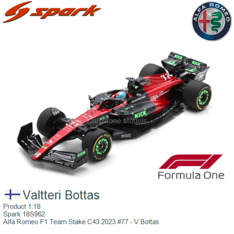 Product 1:18 | Spark 18S962 | Alfa Romeo F1 Team Stake C43 2023 #77 - V.Bottas