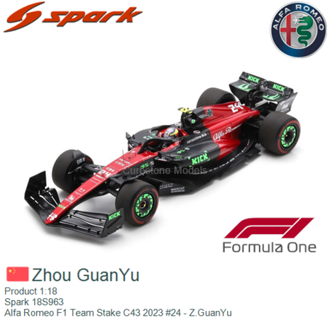 Product 1:18 | Spark 18S963 | Alfa Romeo F1 Team Stake C43 2023 #24 - Z.GuanYu