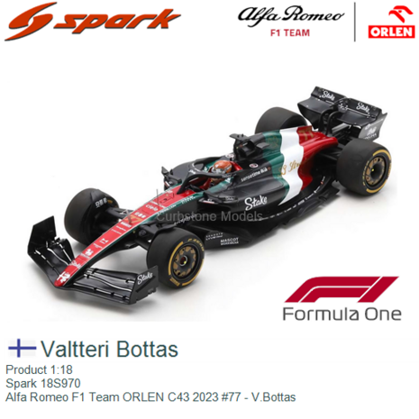 Product 1:18 | Spark 18S970 | Alfa Romeo F1 Team ORLEN C43 2023 #77 - V.Bottas