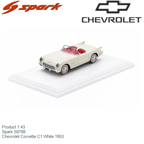 Product 1:43 | Spark S8788 | Chevrolet Corvette C1 White 1953