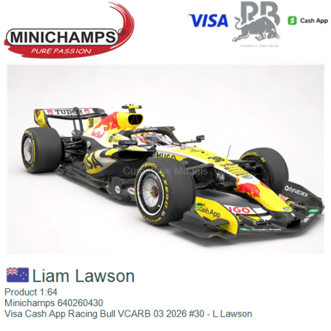 Product 1:64 | Minichamps 640260430 | Visa Cash App Racing Bull VCARB 03 2026 #30 - L.Lawson