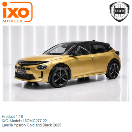 Product 1:18 | IXO-Models 18CMC277.22 | Lancia Ypsilon Gold and Black 2025