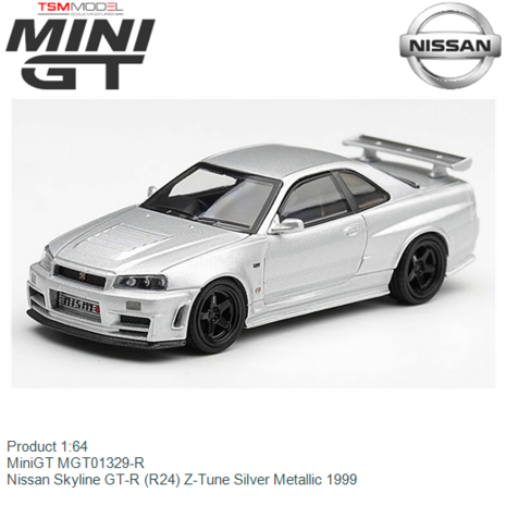 Product 1:64 | MiniGT MGT01329-R | Nissan Skyline GT-R (R24) Z-Tune Silver Metallic 1999