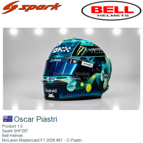 Product 1:5 | Spark 5HF267 | Bell Helmet | McLaren Mastercard F1 2026 #81 - O.Piastri