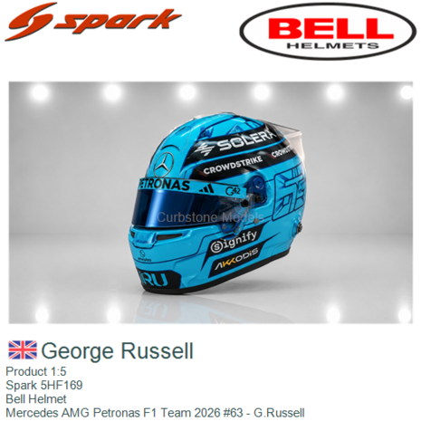 Product 1:5 | Spark 5HF169 | Bell Helmet | Mercedes AMG Petronas F1 Team 2026 #63 - G.Russell
