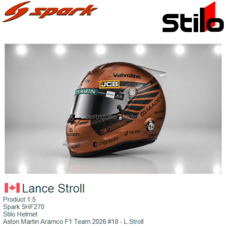 Product 1:5 | Spark 5HF270 | Stilo Helmet | Aston Martin Aramco F1 Team 2026 #18 - L.Stroll