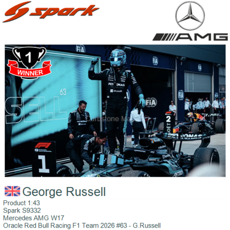 Product 1:43 | Spark S9332 | Mercedes AMG W17 | Oracle Red Bull Racing F1 Team 2026 #63 - G.Russell