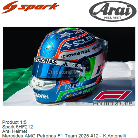 Product 1:5 | Spark 5HF212 | Arai Helmet | Mercedes AMG Petronas F1 Team 2025 #12 - K.Antonelli