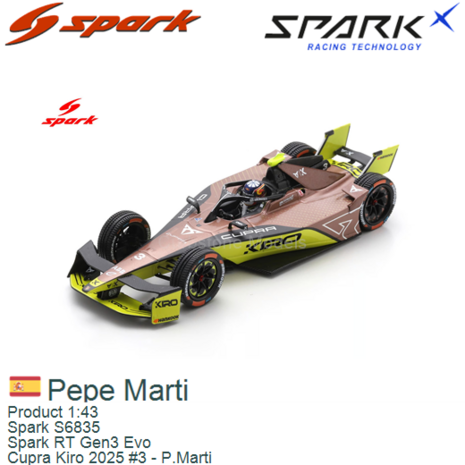 Product 1:43 | Spark S6835 | Spark RT Gen3 Evo | Cupra Kiro 2025 #3 - P.Marti