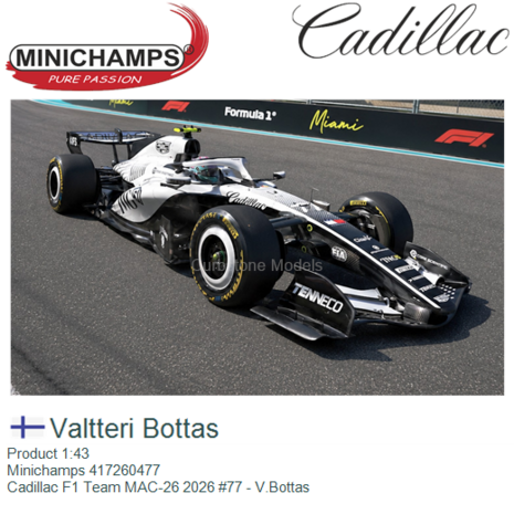 Product 1:43 | Minichamps 417260477 | Cadillac F1 Team MAC-26 2026 #77 - V.Bottas