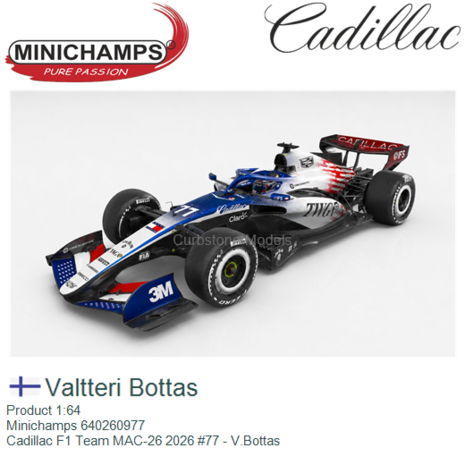 Product 1:64 | Minichamps 640260977 | Cadillac F1 Team MAC-26 2026 #77 - V.Bottas