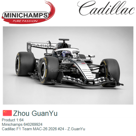 Product 1:64 | Minichamps 640269924 | Cadillac F1 Team MAC-26 2026 #24 - Z.GuanYu