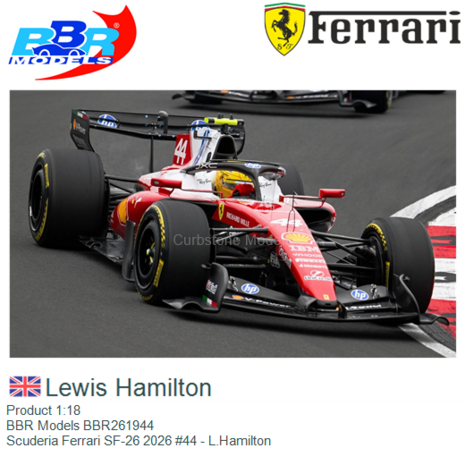 Product 1:18 | BBR Models BBR261944 | Scuderia Ferrari SF-26 2026 #44 - L.Hamilton