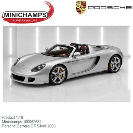 Product 1:18 | Minichamps 100062634 | Porsche Carrera GT Silver 2003