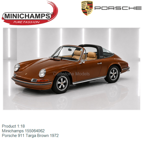 Product 1:18 | Minichamps 155064062 | Porsche 911 Targa Brown 1972