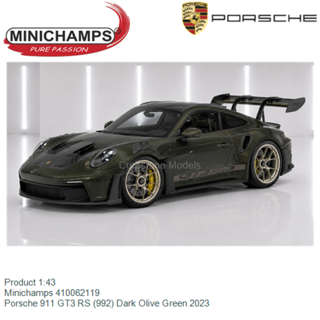 Product 1:43 | Minichamps 410062119 | Porsche 911 GT3 RS (992) Dark Olive Green 2023