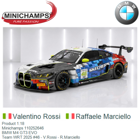 Product 1:18 | Minichamps 110252646 | BMW M4 GT3 EVO | Team WRT 2025 #46 - V.Rossi - R.Marciello