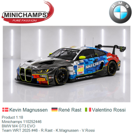 Product 1:18 | Minichamps 110252446 | BMW M4 GT3 EVO | Team WRT 2025 #46 - R.Rast - K.Magnussen - V.Rossi