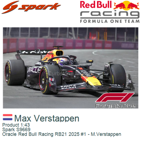 Product 1:43 | Spark S9669 | Oracle Red Bull Racing RB21 2025 #1 - M.Verstappen