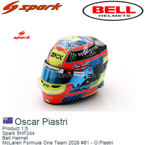 Product 1:5 | Spark 5HF244 | Bell Helmet | McLaren Formula One Team 2026 #81 - O.Piastri