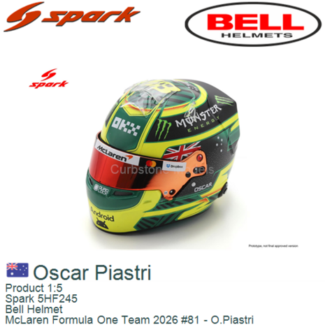 Product 1:5 | Spark 5HF245 | Bell Helmet | McLaren Formula One Team 2026 #81 - O.Piastri