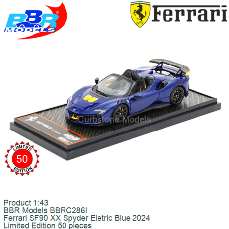 Product 1:43 | BBR Models BBRC286I | Ferrari SF90 XX Spyder Eletric Blue 2024