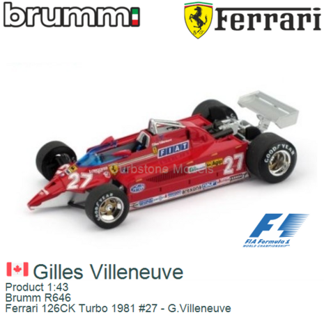 Product 1:43 | Brumm R646 | Ferrari 126CK Turbo 1981 #27 - G.Villeneuve