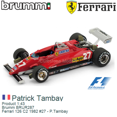 Product 1:43 | Brumm BRUR287 | Ferrari 126 C2 1982 #27 - P.Tambay